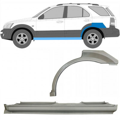 Reparaturni del praga in zadnjega blatnika za Kia Sorento 2002-2009 / Leva / Komplet 11712