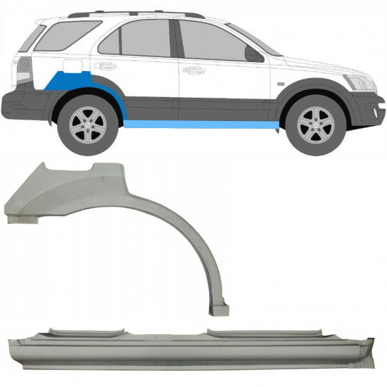 Reparaturni del praga in zadnjega blatnika za Kia Sorento 2002-2009 / Desna / Komplet 11711