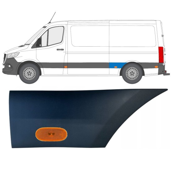 Obloga stranskega dela zadnjega blatnika z lučjo za Mercedes Sprinter 2018- / Leva / Komplet 16653