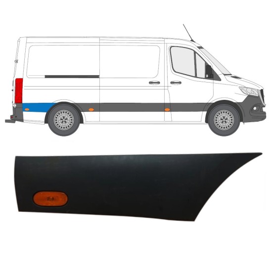 Obloga stranskega dela zadnjega blatnika za kolesom z lučjo za Mercedes Sprinter 2018- / Desna / Komplet 16646