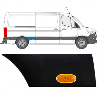 Obloga stranskega dela zadnjega blatnika z lučjo za Mercedes Sprinter 2018- / Desna / Komplet 12966