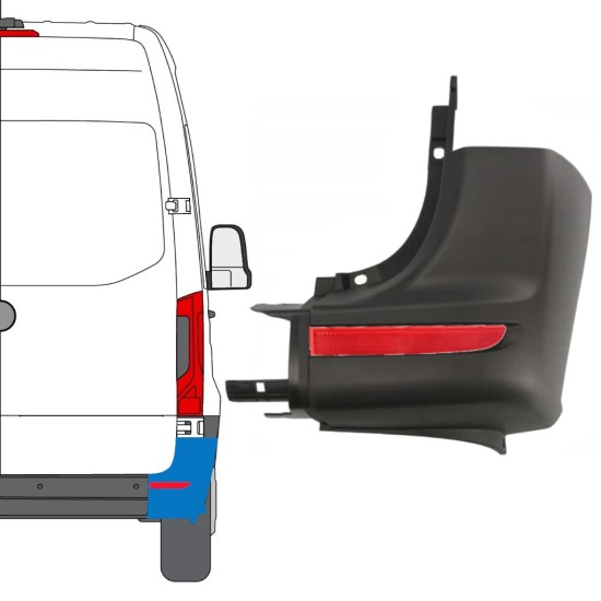 Vogal odbijača z odsevnikom za Mercedes Sprinter 2018- / Desna / Komplet 14949