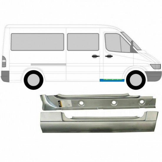 Notranji in zunanji popravni panel sprednjega praga za Mercedes Sprinter 1995-2006 / Desna / Komplet 9572