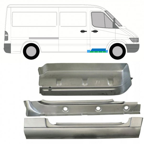 Notranji prag, krilo in sprednji popravni panel stopnice za Mercedes Sprinter 1995-2006 / Desna / Komplet 10529