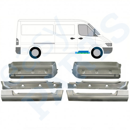 Notranji prag, krilo in sprednji popravni panel stopnice za Mercedes Sprinter 1995-2006 / Komplet 10534