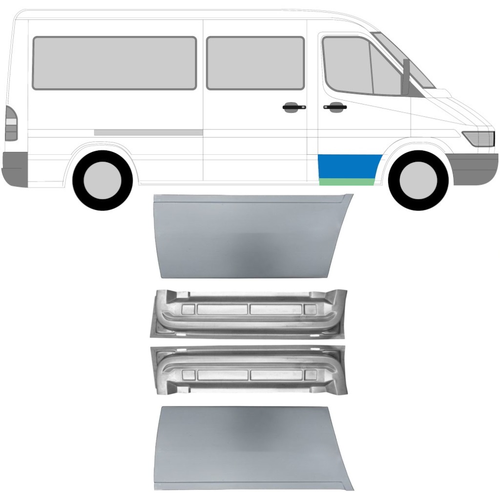 Notranji In Zunanji Popravni Panel Sprednjih Vrat Za Mercedes Sprinter 1995-2006 / Levo+Desno / Komplet 9671