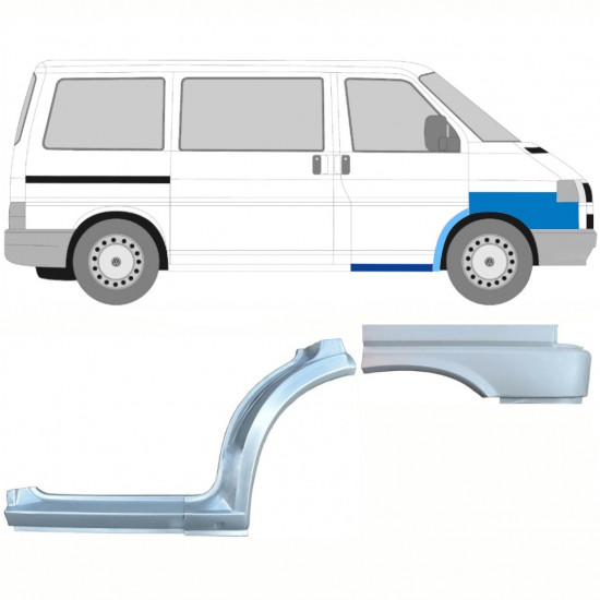 Popravni panel praga in sprednjega ter zadnjega blatnika za VW Transporter T4 1990- / Desna / Komplet 10039