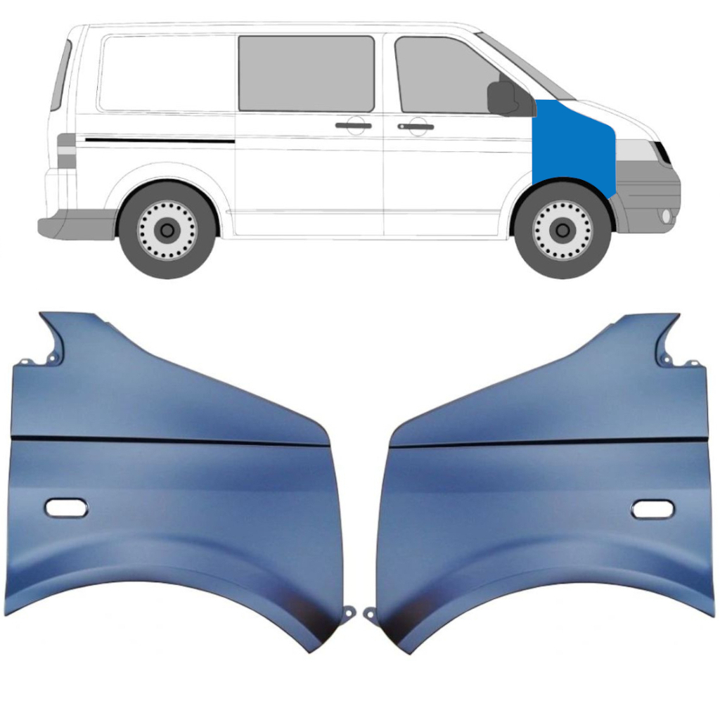 Sprednji Blatnik Za Volkswagen Transporter T5 2003-2015 / Levo+Desno / Komplet 10535