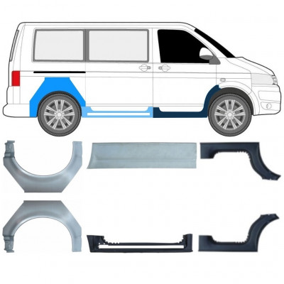 Reparaturni del praga in zadnjega blatnika za Volkswagen Transporter T5 2003- / SWB / Komplet 11534