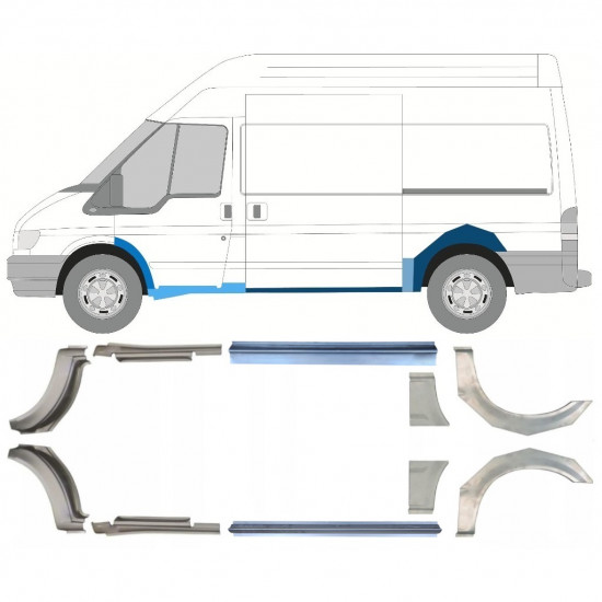 Reparaturni del praga in zadnjega blatnika za Ford Transit 2000-2013  / MWB / Komplet 12676