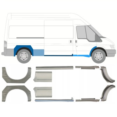 Reparaturni del praga in zadnjega blatnika za Ford Transit 2000-2013 / Levo+Desno / Komplet 10640