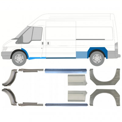 Reparaturni del praga in zadnjega blatnika za Ford Transit 2000-2013  / LWB / Komplet 12678