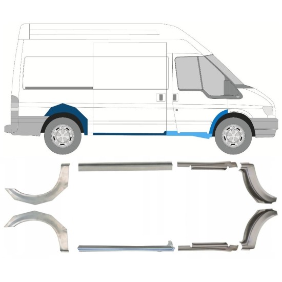 Reparaturni del praga in zadnjega blatnika za Ford Transit 2000-2013 / MWB / Komplet 9693