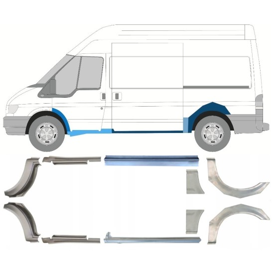 Reparaturni del praga in zadnjega blatnika za Ford Transit 2000-2013  / MWB / Komplet 12676
