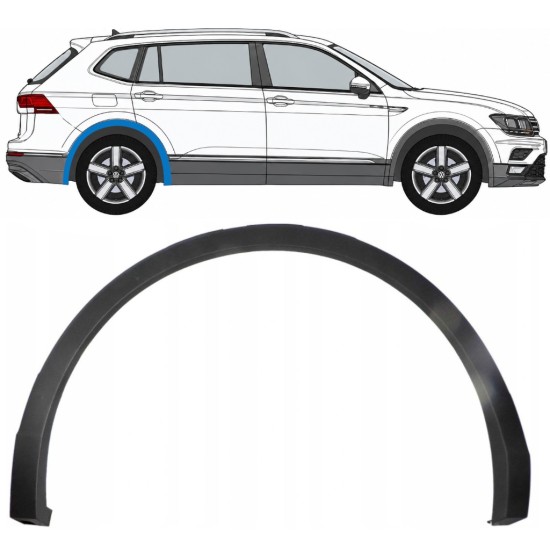 Obloga stranskega dela zadnjega blatnika za Volkswagen Tiguan 2016-2024 Allspace / Desna 8193