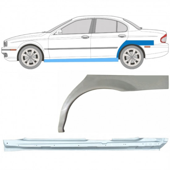 Reparaturni del praga in zadnjega blatnika za Jaguar X-Type 2001-2009 / Leva / Komplet 12621